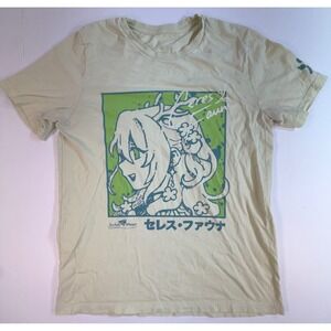 Hololive Meet Ceres Fauna VTuber Graphic T-Shirt Sage Green Mens Small Anime Tee